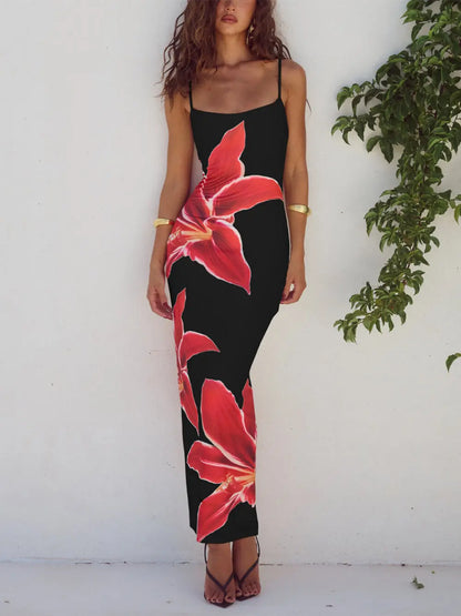 Abstract Unforgettable Floral Print Maxi Dress FashFizz