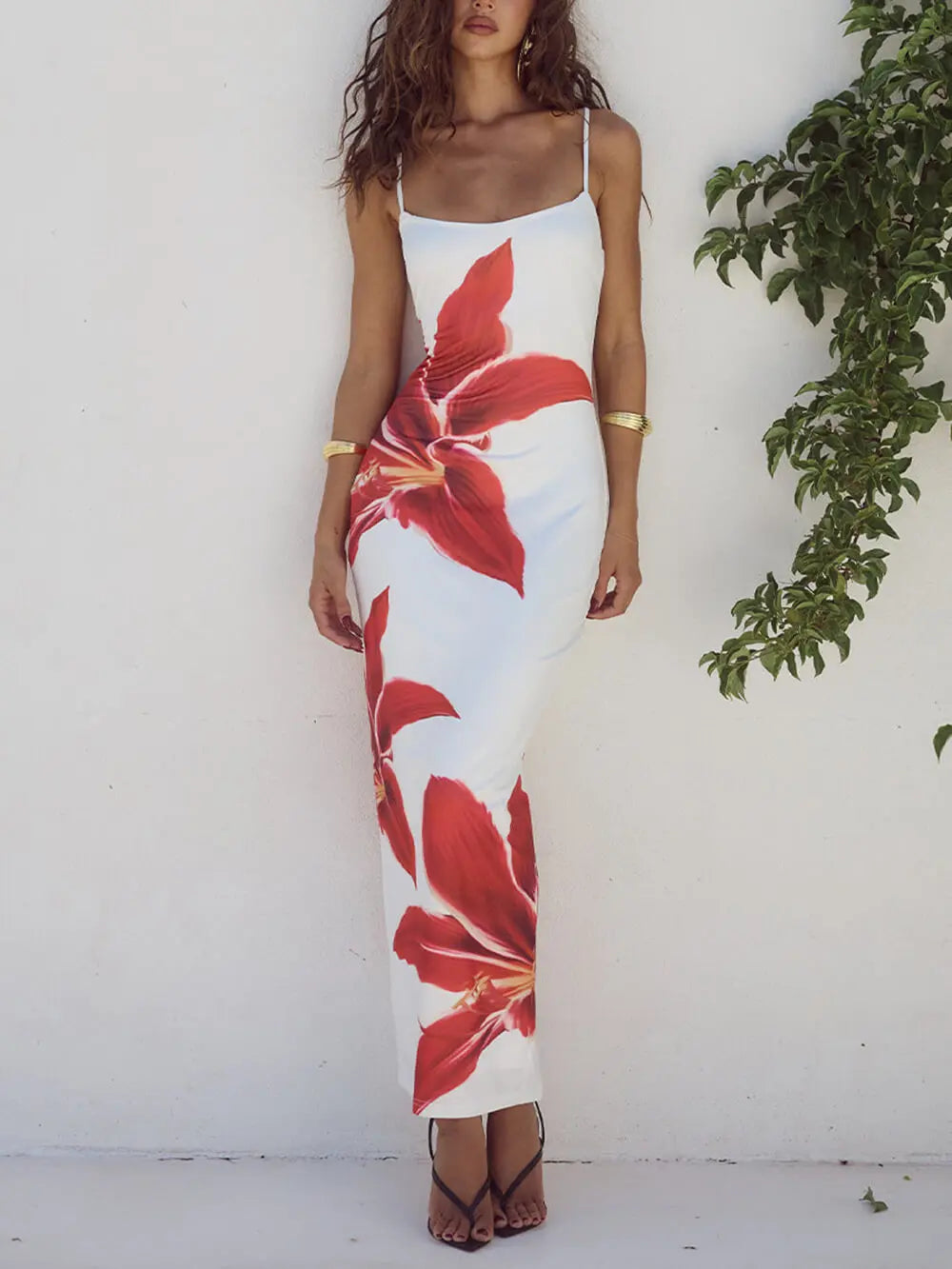 Abstract Unforgettable Floral Print Maxi Dress FashFizz