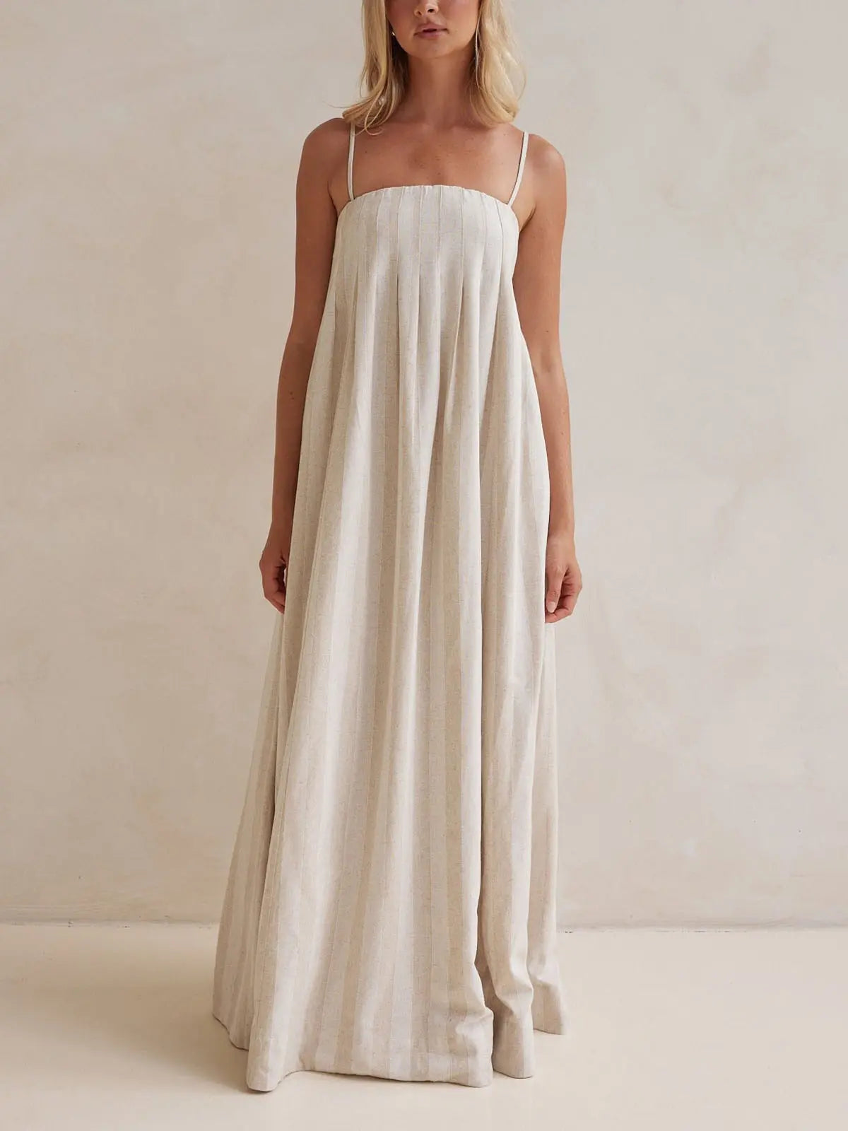 Casual Fashion Halter Neck Striped Maxi Dress FashFizz