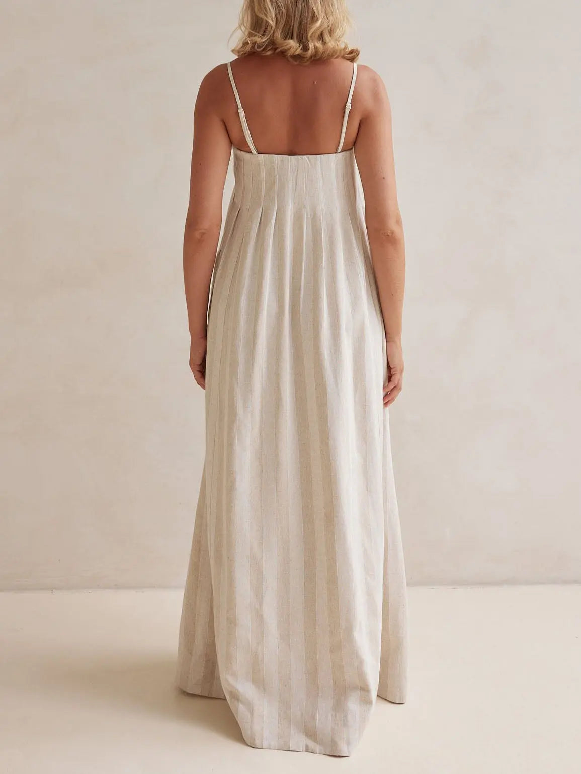 Casual Fashion Halter Neck Striped Maxi Dress FashFizz